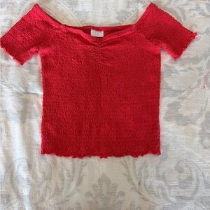 Abound Vibrant Red Off-Shoulder Crop Top